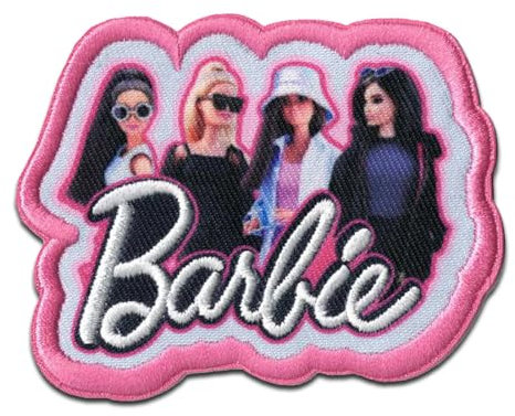 Comercial Mercera Barbie © Team mit Brille - Aufnäher, Bügelbild, Aufbügler, Applikationen, Patches, Flicken, zum aufbügeln, Größe: 6,4 x 7,8 cm