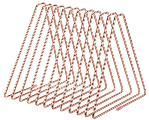 PATIKIL Triangle Desktop Holder Rack, 11 Slots Metal Wire Stand for Vinyl Record Album Magazine Book File Organizer, Rose Gold