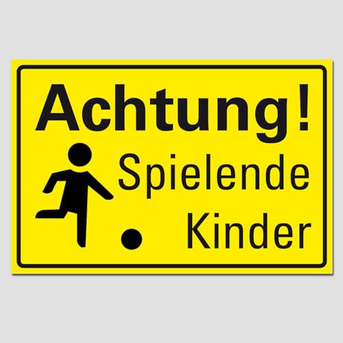 Spielende Kinder Schild Hinweisschild PVC 300 x 200 x 3 mm Vorgebohrt B1-Zertifiziert