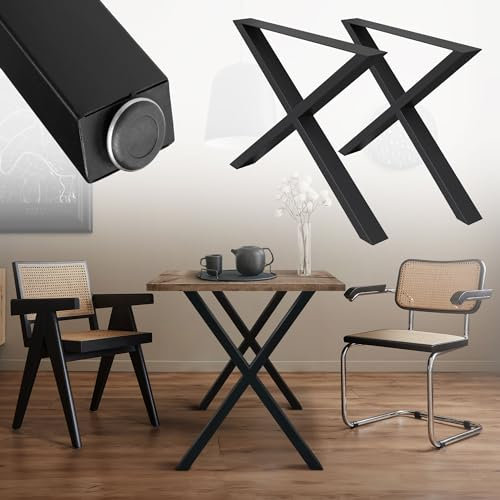 ML-Design 2er Set Tischbeine X-Form 60x72 cm, Schwarz, aus pulverbeschichtetem Stahl, Industriedesign, Metall Tischkufen X-Design, Tischuntergestell Tischgestell Möbelfüße, für Esstisch & Schreibtisch