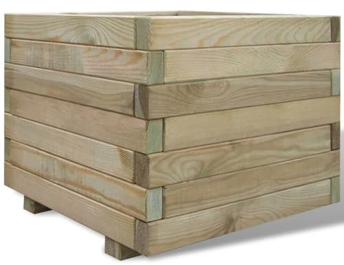 Homgoday Huerto Urbano de Madera Cuadrada jardineras de Madera Arriate Cuadrado Madera macetas Exterior Grandes para Cultivos Plantas Flores Madera 50x50x40 cm