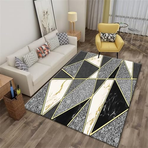 RUGMRZ Teppich Modern Design Teppich Esszimmer Grauer Marmor-Effekt-Teppich Moderner Küchenteppich Anti-Verschleiß-Teppich Schwarz Und Weiß 50X80Cm