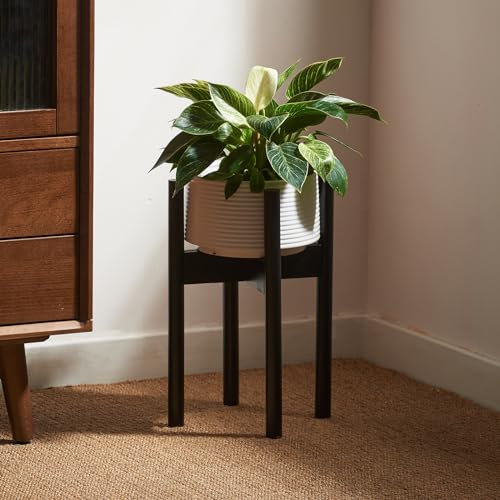 Bamworld Porta Piante da Interno Piedistallo per Piante Nero Regolabile telescopico, adatto a vasi di diverse dimensioni, altezza 32cm