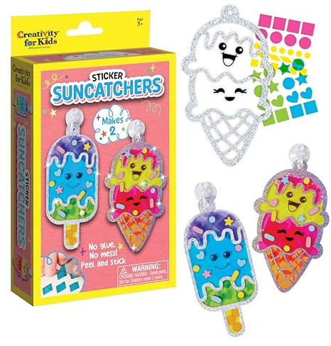 Creativity for Kids Sticker Sun Catchers Mini Craft Kit: Create 2 Sunsmiths - Kids Socks and Gifts for 3-4 Years, Arts & Crafts for Kids, Window for Children