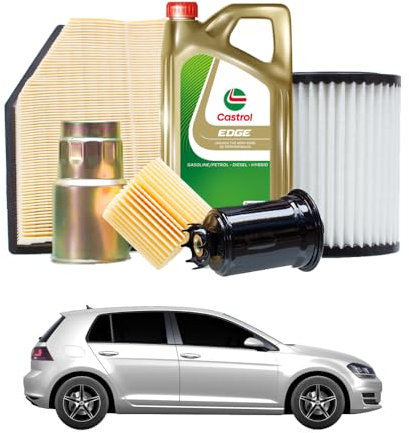 Tagliando compatibile con VW Golf VII 1.4 TGI CNG 81 kw Benzina/Gas naturale (GNC) 2013-2018 - 4 Litri di olio + 3 Filtri
