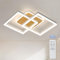 ANTENLICHT LED Deckenlamape Wohnzimmer Modern Geometrisch, 40W Wohnzimmerlampe mit Fernbedienung Stufenlos Dimmbar 3000-6500K, Deckenleuchte aus Metall für Wohnzimmer Schlafzimmer, Weiß mit Holz