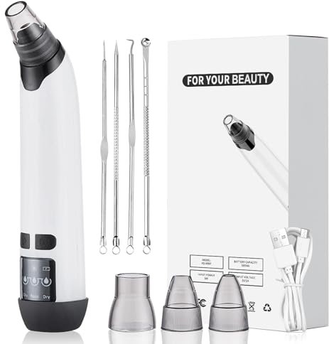 Vegena Aspirateur Point Noirs, Nettoyeur De Pores, Extracteur De Points Noirs Extracteur De Point Noir Nettoyant De Pores Aspirateur De Pores Avec 4 Embouts 3 Modes, Pour Nettoyer Le Visage