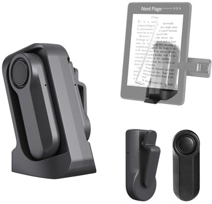 OKESYO Telecomando RF per leggere su Kindle, Paperwhite, Oasis, Kobos, Ricaricabile, puntali laterali wireless per leggere e scattare foto romanzi