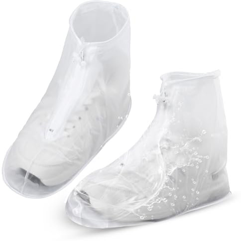 Tyqour Wasserdicht Schuhüberzieher, PVC Wasserdichte Überschuhe mit Reißverschluss Wiederverwendbare Überschuhe Rutschfeste Regen Schuhüberzieher für Outdoor Regen Schlammige Straßen(XXL43-44)