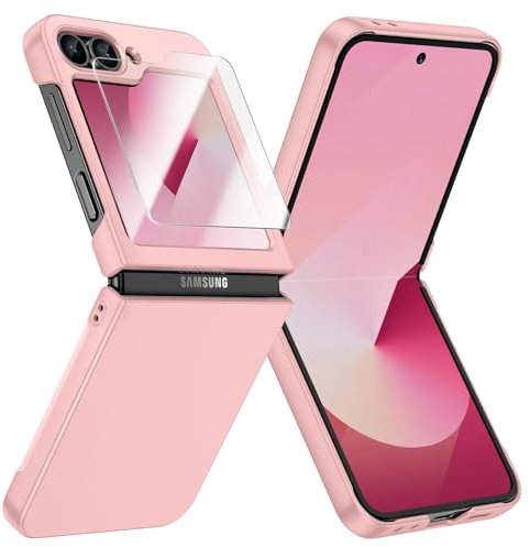 Doeshine Cover per Samsung Z Flip 6 con Mag-Safe, [Protezione Dello Schermo in Vetro Temperato], Ultrasottile, Leggero, Anti-graffio, Protettiva Hard PC Phone Custodia per Galaxy Z Flip 6 2024 (Rosa)