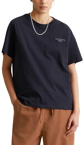 Marc O'Polo Denim Damen T-Shirt aus Bio-Baumwolle mit Rundhalsausschnitt, Blau (Blue Depths), L