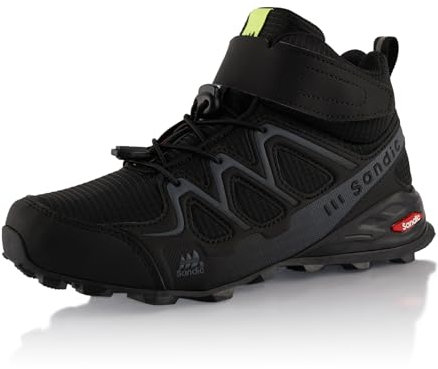 Fusskleidung® Damen Herren Wanderschuhe Trail Running Stiefel Wanderstiefel Schwarz Grau EU 39