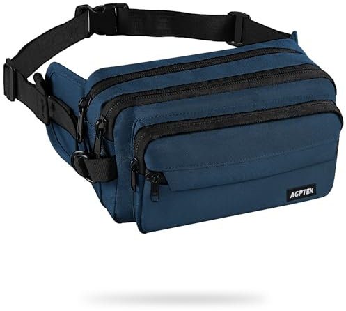 AGPTEK Bauchtasche für Herren und Damen, wasserdichte Gürteltasche mit 5 Einzelfächern, Hüfttaschen für Hundespaziergänge, Reise, Wanderung und Outdoor-Aktivität