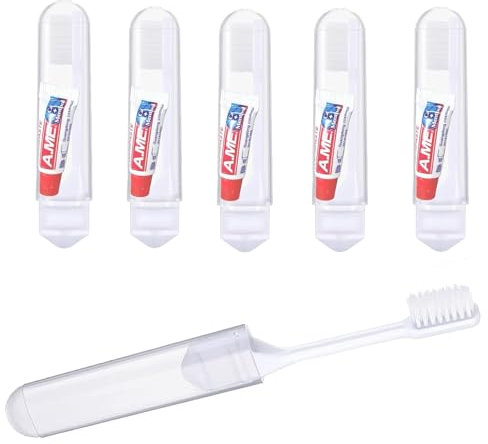 Mini Cepillo Dientes Viaje,5 Piezas Mini Pasta Cepillo de Dientes,Pasta Diente Viaje Portátil,Kit Cepillos Dientes Viajes para Familias,Viajes de Negocios,Campamentos,Actividades al Aire Libre