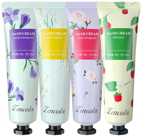 4PCS Hand Cream Gift Set for Women, Mini Multipack Hand Cream Hand Moisturiser for Working Hands Very Dry Hands, Non-greasy Moisturizing Nourishing Hand Cream Gifts