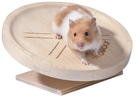 Plato Spidi de Madera Maciza para Animales pequeños, Plataforma silenciosa para hámster, jerbo y hámster Enano, diámetro de 20 cm, Protege la Espalda y es Estable