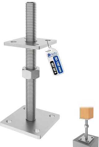 GeZu Impex Adjustable Post Support 80 x 80 mm Hot Dip Galvanised Set of 4 height adjust holder elevated base