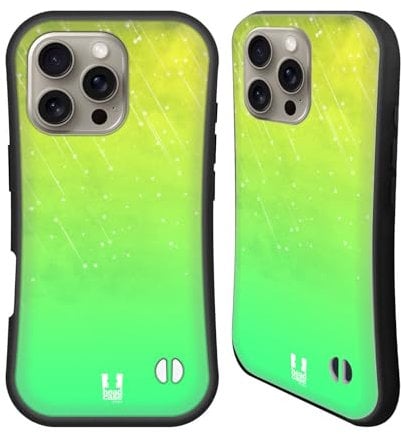 Head Case Designs Yellow Green Neon Rain Ombre Hybrid Case Compatible With Apple iPhone 16 Pro