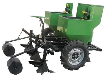 JKELPV Manual Seeder Seeds Dispenser Mini Potato Planter Seeder Machine 2 Rows Seeding tool
