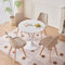 TTATC Mesa de Comedor con Juego de 4 Sillas, Mesa de Comedor Redonda Blanca, 4 Sillas de Comedor con Patas de Madera de Haya, para Cocina, Sala, Comedor, Caqui