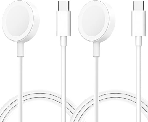2 Piezas Cargador USB C para Apple Watch 9/8/7/6/5/4/3/2/1/SE/Ultra, Cable Carga Rápido para Apple Watch, Watchs Charger Portátil con 1M Cable, Base Carga Magnética para Smartwatch