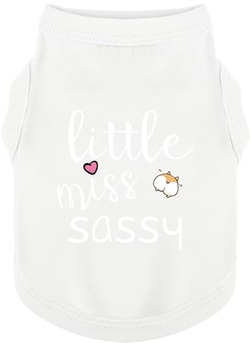 Paiaite Hundebekleidung, modisch, ärmellos, mit Aufdruck Little Miss Sassy, Baumwolle, ideal für kleine, mittelgroße und große Rassen, sorgt für Komfort und Atmungsaktivität, Weiß, Größe XL