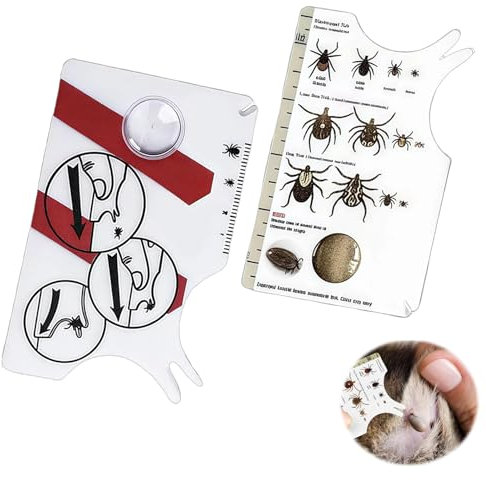LUMOOM 2 eliminadores de garrapatas con lupa, limpieza rápida de tarjetas de garrapatas para mascotas humanas, eliminar garrapatas, tarjeta de báscula para exteriores