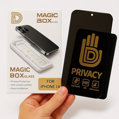 (1er Set) Privacy Schutzglas mit Montierhilfe-Magic Box-Blickschutz für IPhone 13/13 Pro/ 14/ Blasenfrei, 9H, Anti-Fingerprint