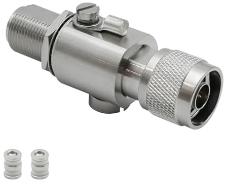 Parafoudre de type N, 0 à 6 GHz 50 ohm, parasurtenseur pour 3G, 4G, LTE, GPS, 2,4 GHz/5 GHz 900 MHz, radio ham, autre système de communication satellite (N-M/N-F+2 tubes à gaz)