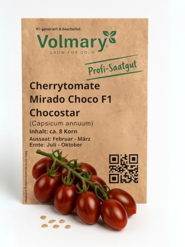 Mirado Pflaumencherrytomaten, kleine Früchte für den Garten, fruchtig, süß und aromatisch, ideal für Salate (Choco)