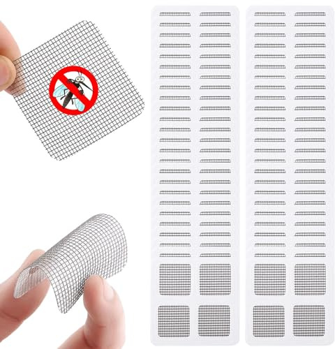 Matame Fliegengitter Reparatur Set,Selbstklebend Glasfaser Reparatur Insektenschutz Moskitonetz Reparaturflicken Tür Fenstergitter Patch für Fenster Tür Loch von Fliegengitter (50)