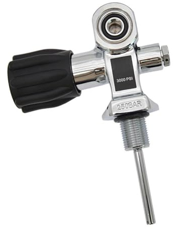 FUANA Tauchtankventil 250 BAR Messing Zylinderventil mit DIN+ für YOKE Doppelzweck-Schnittstelle, Silber