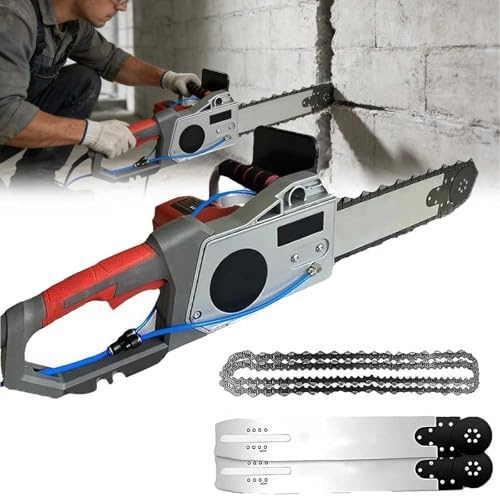 Handgeführte bürstenlose Kettensäge,Elektrische Betonkettensäge, mit Diamant-Doppelkette/Intelligenter Wasserpumpe,0–6000 U/min,Geeignet Zum Schneiden Von Granit,Beton,Marmor,Pflastersteinen 350