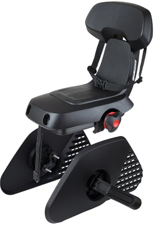 Polisport Guppy Junior AMZ All Black 8636100027 - Kinder-Fahrradsitz Hinten, Alter 6+, Größe 1,10 M+, Max. 35 Kg, Kinderfahrradsitz, Klappbare Fußstützen, Radschutz, Für Gepäckträger, Schwarz