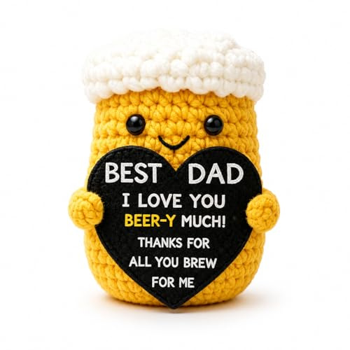Handmade Crochet Beer Mug Dad Gifts Birthday Presents for Daddy Men | Adorably handmade crochet beer mug with a witty message. The perfect unique gift for your father on any occasion.