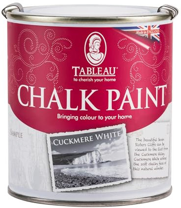Tableau Chalk Paint, Cuckmere White Colour, Water-Based, Silicone-Free, Furniture Paint, Home Decor Projects, 1L