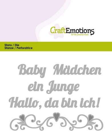 Stanzschablone - CraftEmotions - Text - Baby Hallo, da bin ich!