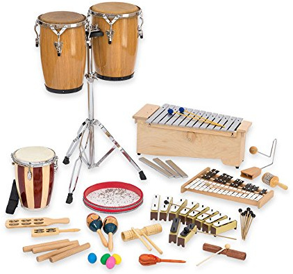 Betzold Musik - Schulinstrumente - Ergänzungsausstattung, 20-tlg., Musikinstrumente Instrumente Schule Kinder Glockenspiel, Klangbausteine, Röhren Trommel, Claves, Schütteleier