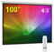 BPS 100 4:3 Electric Projector Screen HD/3D/1080P Electric Motorised Matt White + Remote Control TV DVD Home Theatre/Office/Cinema