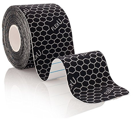 FLEXU Kinesiology Tape: 5 Meter ungeschnittene Rolle, fortgeschrittene Stärke und Flexibilität, langanhaltende therapeutische Erholung, Sporttape (Schwarz).