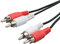 Ecabo 10046 Cinch-Kabel 2 auf 2 - RCA Stecker (Rot/Weiß) - Für Hi-Fi, Stereo-Anlagen, Receiver, Audiogeräte, 1,50m, Schwarz