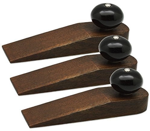 Nicola Spring Traditional Vintage Wooden Door Wedge Stop Block Stopper Doorstop - Black Design - Pack Of 3