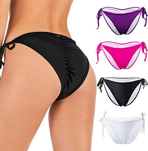 FOCUSSEXY Damen Hot Summer Brazilian Beachwear Bikini Bottom Tanga Bademode, Violett, S