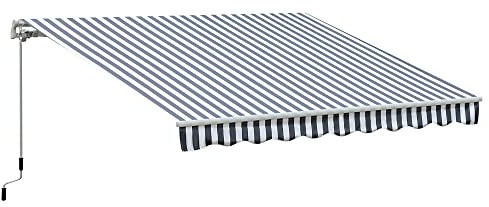Outsunny Markise Gelenkarmmarkise Sonnenschutz Handkurbel Balkon Alu Grau Weiß 2,95 x 2,45 m