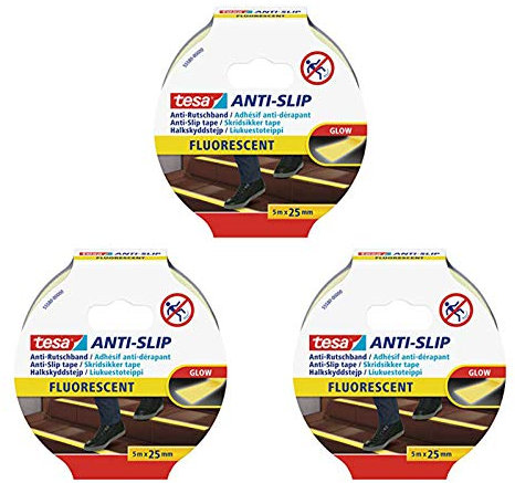 tesa Anti Rutschband, 5 m x 25 mm (3X fluoreszierend, 5mx25mm)