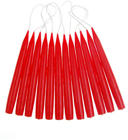 hdg Baumkerzen 12er Pack handgefertigte Kerzen aus Dänemark Ø 1,3 cm / 12 cm, Kerzen Farbe: rot