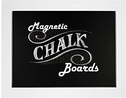 Loddie Doddie Magnetic Chalkboard - 11 x 14 with White Frame for Kitchen Wall Decor - Easy-to-Erase Blackboard, Hanging Magnet Board - Chalk Board