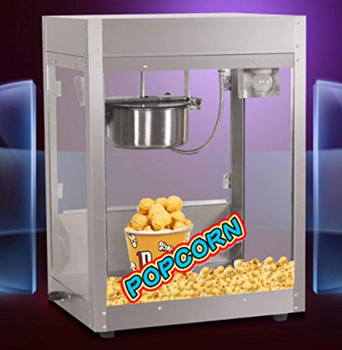 TX® 1400w Commercial Electric Popcorn Machine Maker Bar Table Top Corn Popper Cooker Automatic Corn Popper Machine (Stainless Steel, 110V/60HZ)