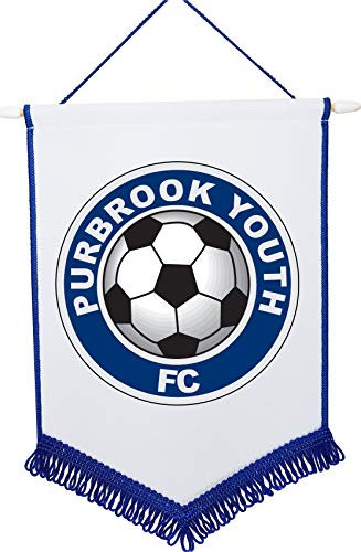 Personalised Football Pennant Printed With Your Club Badge 18 x 25cm (Blue 18cm x 25cm)