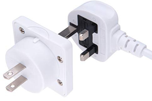 UK to US Adapter England American Socket 3 Pin to 13 Amp 2 Pin Plug Type G to Type A B | International Universal USA Travel Adaptor Adopter | for Mobile Phone Tablet Laptop | 1 x White